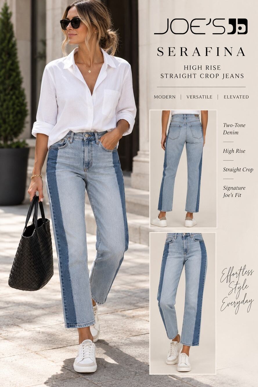 Two Tone Y2K Contemporary Patchwork Straight Leg Joe’s Jeans Serafina 28 $198